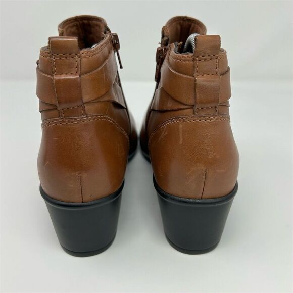 Clarks Women's Malia Hawthorn Brown Leather Ankle Booties Size 10 - Picture 7 of 13